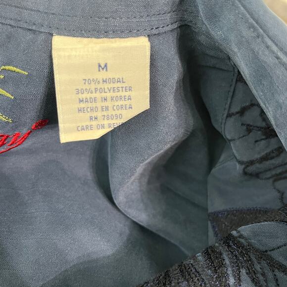 Bamboo Clay Hawaiian Camp Shirt Mens‎ Medium Blue Summer Beach Tropical Beach - Picture 6 of 9